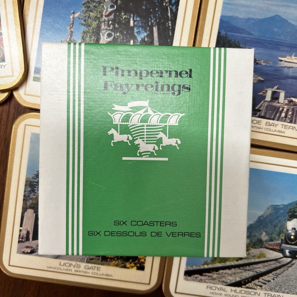 Pimpernel Fayreings Cork Backed Coasters British Columbia MCM Vintage Unused - Picture 2 of 9